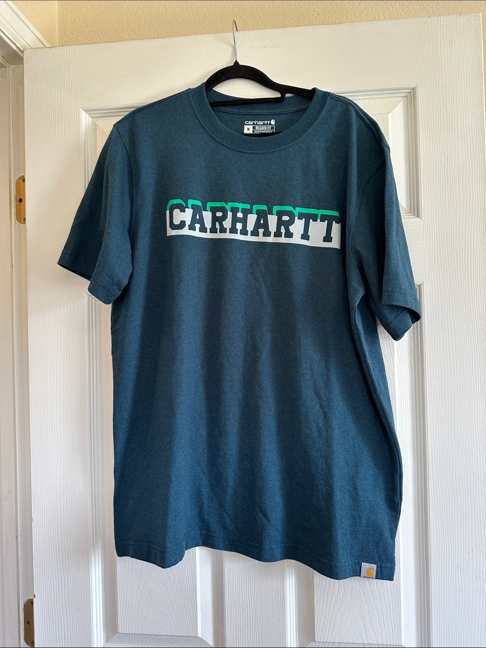Carhartt Teal Blue Graphic Logo Short Sleeve Tee